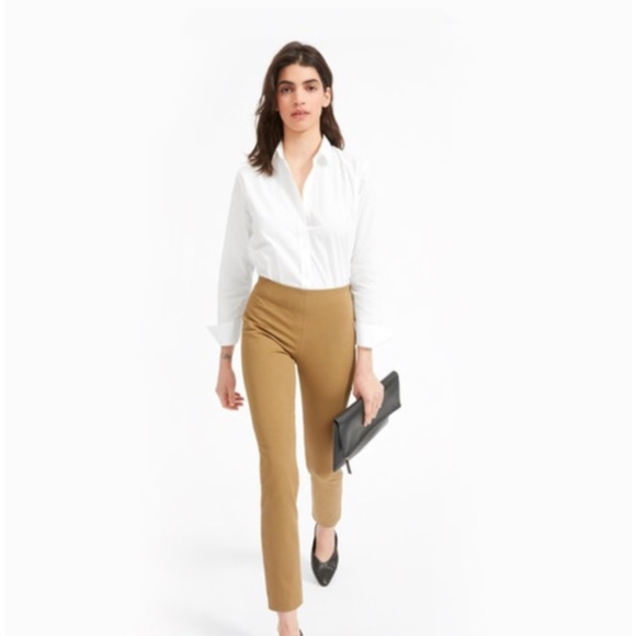 Everlane Side Zip Stretch Work Pants Tan Size 10 Skinny Career Office Academia - Picture 1 of 7